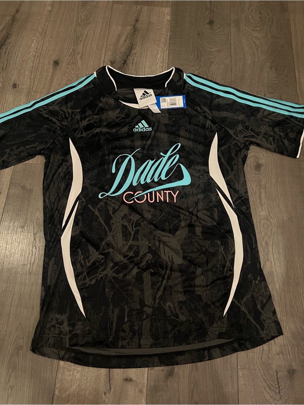 ADIDAS Black and baby blue 'Dade County' Soccer Top